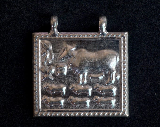 Sterling Silver Cow Charm Pendant | Chandi Pooja Kamdhenu Symbol, Hindu Puja Gift