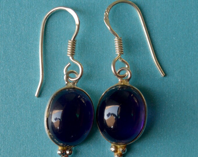 Labradorite, Amethyst, Blue Turquoise & Black Gemstone Earrings – 30mm Drop, 12x8mm Stones, 2.5g Lightweight Earrings