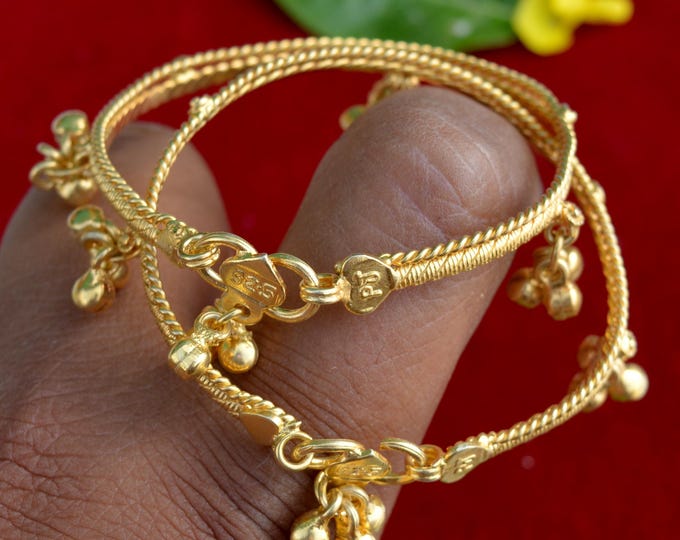 Silver Gold Plated Baby Anklet with Bells, Traditional Ghungroo Payal for Newborns & Kids, Naming Ceremony Gift, Hallmarked Indian Jewelry