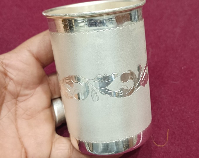 Pure Silver Water Glass | Handcrafted Silver Tumbler 80–100g for Daily Use, Pooja & Gifting
