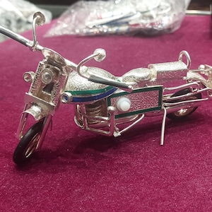 Silver Bike Toy, Miniature Bicycle Model, Vintage Metal Bike Collectible, Desk Decor, Handmade Silver Bicycle Gift, Mini Biker Toy