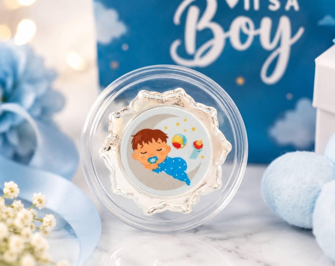 999 Fine Silver Baby Boy Coin, 1 Gram Pure Silver Newborn Keepsake, Baby Shower Gift, Birth Announcement Gift, Christening Keepsake