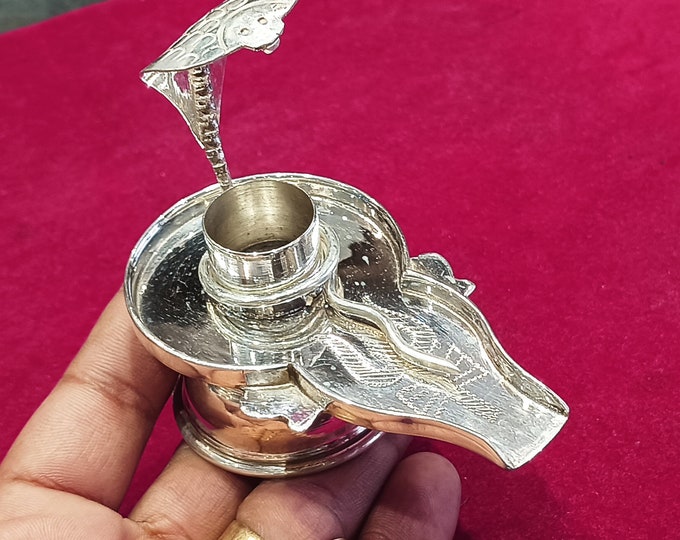 Sterling Silver Shiva Lingam Stand Jalheri - Handmade Temple Decor