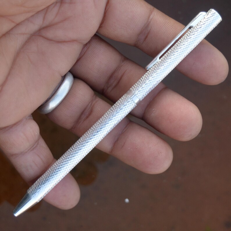 Luxury Handmade 999 Fine Silver Ballpoint Pen BIS Hallmarked Write with elegance using this handcrafted 999 Fine Silver Pen.