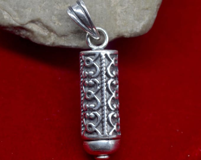 925 Sterling Silver New Design Long Taweez Pendant – Prayer Amulet Locket with Black Thread, Kavach Necklace
