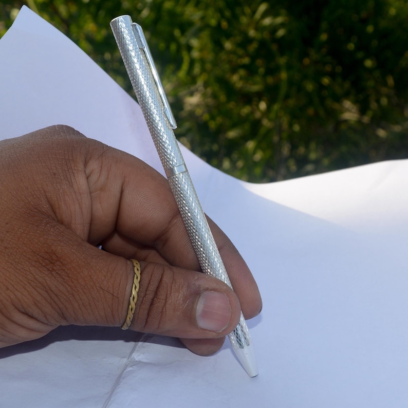999 Fine Silver Ballpoint Pen, Handmade Luxury Writing Pen, BIS Hallmarked, Executive Office Gift for Men & Women
