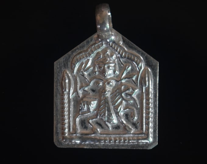 Silver Ahoi Mata Pendant, Hoi Mata Rajasthani Patri Amulet, Indian Tribal Goddess Locket, Traditional Folk Jewelry, Gift for Mother