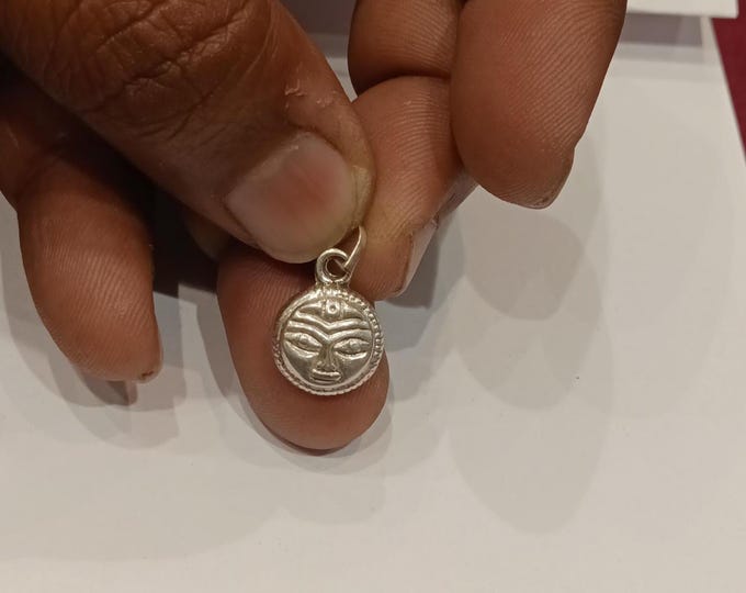 925 Sterling Silver Surya Dev Pendant, Sun Face Nazariya Locket, Indian Baby Amulet, Newborn Keepsake, Naming Ceremony Gift