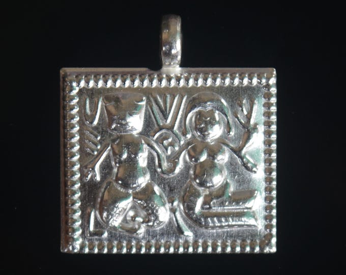 925 Sterling Silver Mool Molani Pendant, Indian Folk Amulet, Traditional Vastu Charm, Hindu Spiritual Talisman, Griha Pravesh Gift