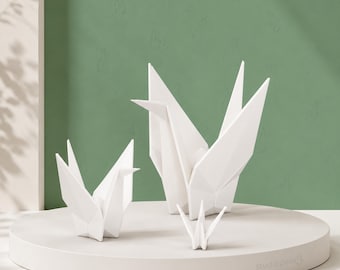 Origami Series® brolgakraan – Australische vogelsculptuur | Woondecoraties · Cadeau · Plank of hangende display | Australisch gemaakt · plantaardig