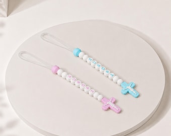 Faith Series® mini-rozenkranssleutelhanger – gepersonaliseerde katholieke naamlabel tas | Doop · Gunst eerste communie | Australisch gemaakt