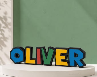Op Super Mario geïnspireerd aangepast naambordje: pixelart-lettertype, aangepaste naam, wand- of bureaudisplay | Australisch gemaakt · plantaardig