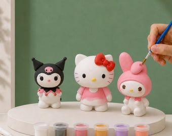 PaintPalz Series® overschilderbare Sanrio-beeldjes – Hello Kitty, Kuromi, My Melody en meer | Knutselfeestje voor kinderen | Plantaardig