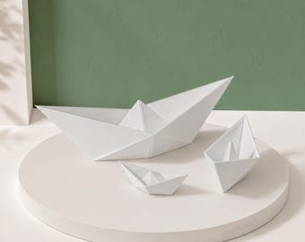 Origami Series® Paper Boat – Origami-sculptuur | Woondecoraties · Cadeau · Plank of hangende display | Australisch gemaakt · plantaardig