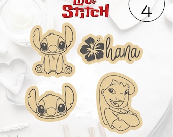 Lilo & Stitch - Cookie Cutters and Fondant Stamps (Set of 4) – Perfect for Baking and Decorating Themed Parties!