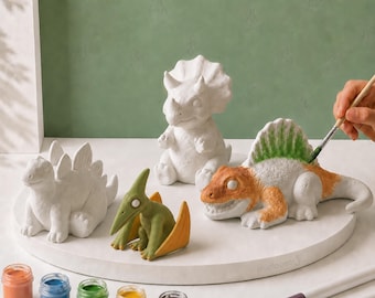 PaintPalz Series® overschilderbare dinosaurusbeeldjes – Schattige dino-collectie | Verf je eigen dinosaurusverjaardagspakket | Plantaardig