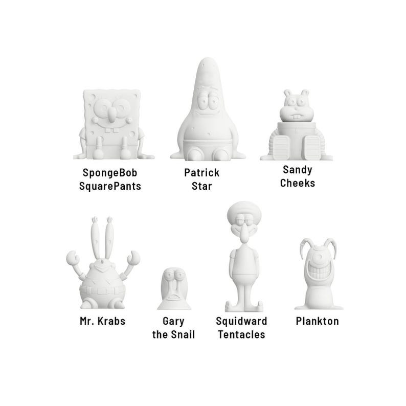 PaintPalz Series® Miniaturas Pintáveis do Bob Esponja - Escolha Seu Personagem | Atividade Artesanal para Festa Infantil | Produto à Base de Plantas imagem 3