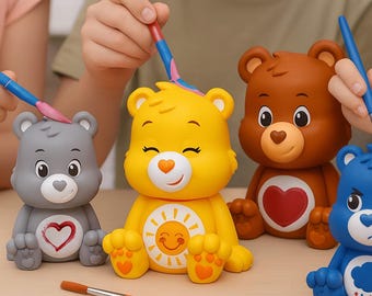 Figuras para pintar de los Ositos Cariñositos de la serie PaintPalz® – Material ecológico, seguro para niños y biodegradable.