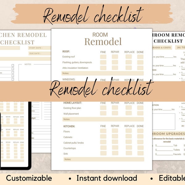 Home Renovation Planner, Kitchen Renovation Remodel Checklist, Bathroom Renovation, Home Improvement Ideas, Complete checklist accessories