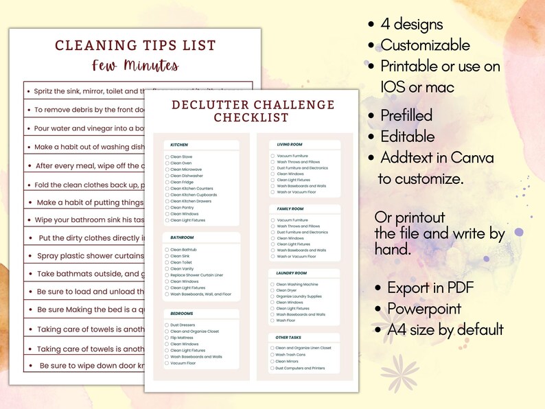 Ultimate Cleaning Checklist Bundle, Adhd Cleaning Schedule, Adaptive