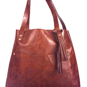Leather tote bag for women, Casual  brown tote bag, Shoulder leather bag , Gift for her, Full grain leather bag, Everyday use tote, Book bag