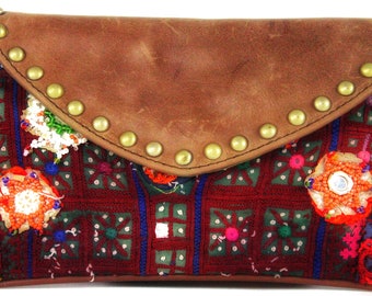 Hand embroidered clutch, Vintage bohemian ethnic solid handmade, Banjara purse , Handmade vintage boho ,Tribal clutch, Gifts ,Shoulder bag