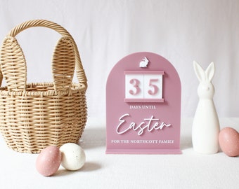 Personalised Easter Countdown Calendar Plaque, Sleeps Days until Easter, Easter Decor, Bunny Stop Here, Easter Tag, Kids Easter Gift