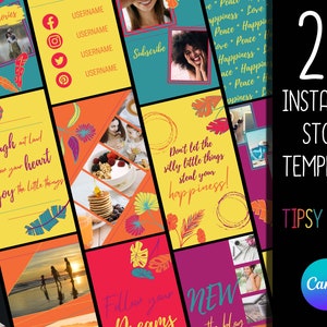 25 Instagram Story Templates | Social Media Templates | Canva Templates | Templates for Instagram | Cute Instagram Templates | Stories