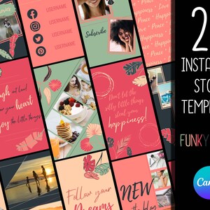 25 Instagram Story Templates | Social Media Templates | Canva Templates | Templates for Instagram | Cute Instagram Templates | Stories