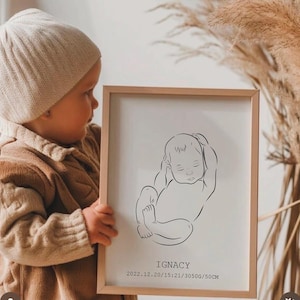 Geburtsposter im Maßstab 1:1, personalisierte Geburtsposter, Geschenk zur Geburt, Custom birth print, Birth Print scale 1-1, Baby portrait