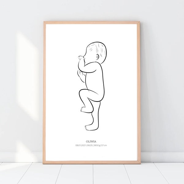 Digital Personalized baby poster, Birth poster in scale 1:1, Geburtsposter im Maßstab 1-1, personalisierte Geburtsposter, Custom birth print