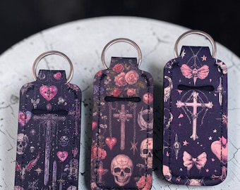 Gothic Lip Balm Holder / Gothic Keychain / Chaostick Holder / Gift for Women / Gift for Kids / Birthday Gifts / Vintage Style Keychain