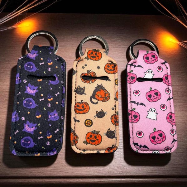 Halloween Lip Balm Holder Keychain / Gift for Women / Keychains / Fall / Spooky Keychains / Halloween Decor / Gothic Keychains / Birthday