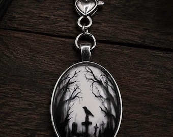Raven Purse Charm / Gothic Purse Charm / Spooky Zipper Charm / Gift for Women / Girl gifts / Bag Charms / Birthday Gifts / Unique Gifts