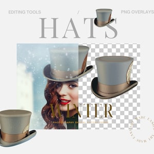 Victoriaanse hoge hoed PNG-overlays | Stoompunk | Fantasie Accessoires | Portret hoed composieten | Gekke Hoedenmaker | Bell Topper | Wintermuts |
