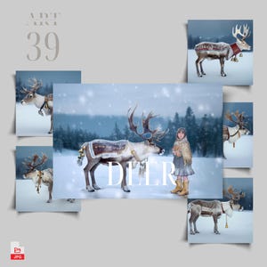 Winter Deer Winter Background Deer Clipart Animal background composite Background Animal Backdrop Portrait Mega Pack Stock Ikat Southwestern