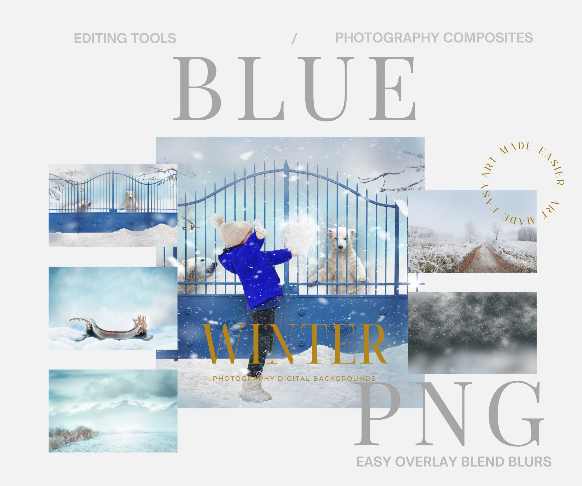 Winter Background Digital Blue Scene Blue Digital Winter PNG Light Airy Photography Animal Winter Fine Art Composite Winter Blur White