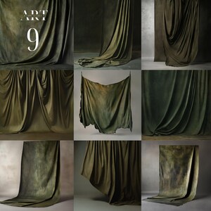 Green Hanging Fabric Studio Backdrop, Texture Backdrop, Fine art digital backdrop, Grunge texture, Backdrop Bundle, Dark Moody Background