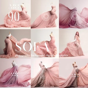 Pink Dress Overlay Fine Art Backdrops Dress Clipart Flowing Fabric Digital Gowns Digital Gowns Digital Studio Gown Digital Flying Dress