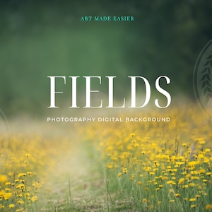 Summer Floral Field Blur Photography Digital Background - Dandelion Country Fields Composite