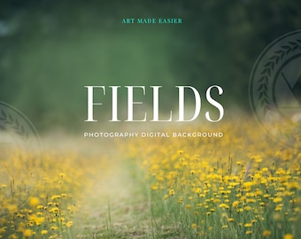 Summer Floral Field Blur Photography Digital Background - Dandelion Country Fields Composite