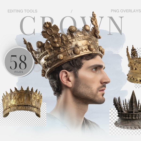 Mens Gold Digital Crown Medieval Ancient Headpiece Digital PNG Ornate Maternity Crown Fine Art Digital Gothic King Crown PNG Ancient Prop