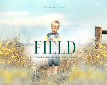 Summer Blue Fields Photography Replacement Background - Portrait Sky Wheat Digital Backdrop