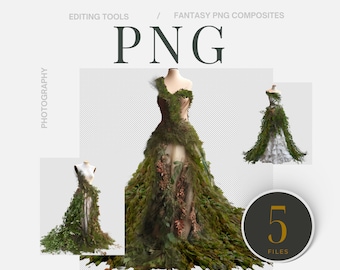 Fashion Composite Gown Digital Fantasy Gown Forest Tree Gown PNG Overlay Fashion PNG Digital Fashion Digital Gown Leaf Png Gown Tree Gown