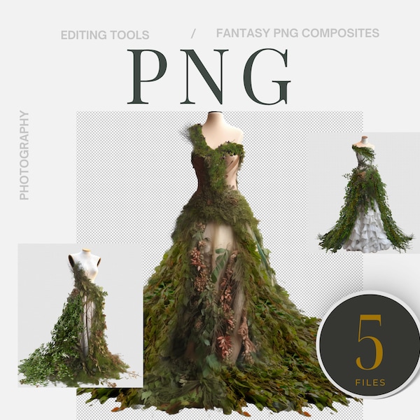 Fashion Composite Gown Digital Fantasy Gown Forest Tree Gown PNG Overlay Fashion PNG Digital Fashion Digital Gown Leaf Png Gown Tree Gown