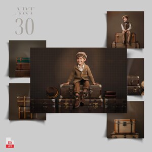 Back to School Photography Backdrop, Classroom Studio Portrait Background, Digital School Scene, Vintage Trunk Background