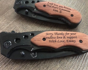 Groomsmen Gift, Pocket Knife, Hunting Knife, Gift for Men, Camping Knife, Groomsman Knife, Engraved Knives, Unique Best Stocking Stuffer K01