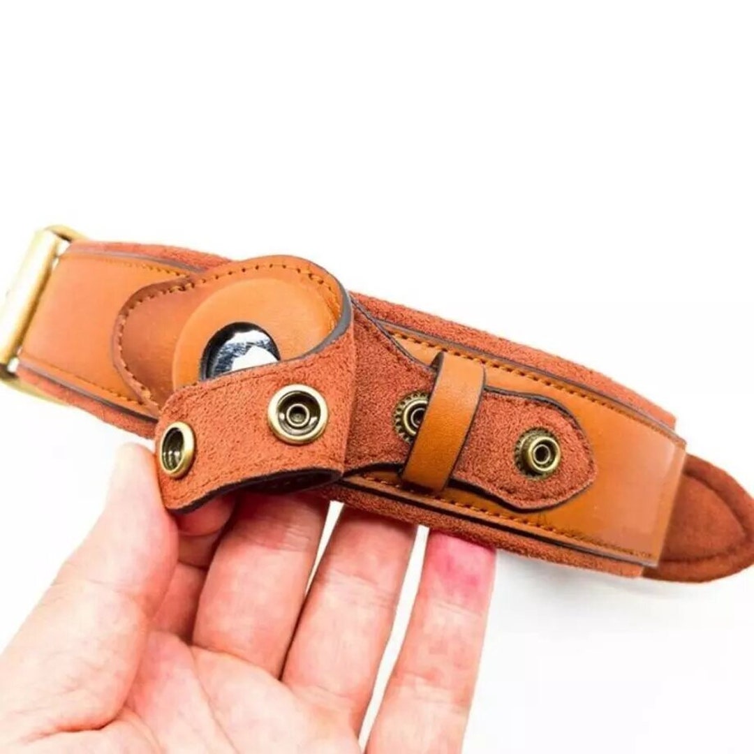 Leather Dog Collar With Air Tag, AirTag Dog Collar, GPS Pet Tracker