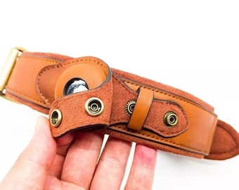 Leather Dog Collar with Air Tag, AirTag Dog collar, GPS Pet Tracker collar, AirTag Premium Leather Pet Collars