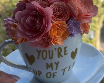 記念日の贈り物| 結婚祝い| 花嫁| 手巻き紙花カップ| カスタマイズ | 彼女への贈り物